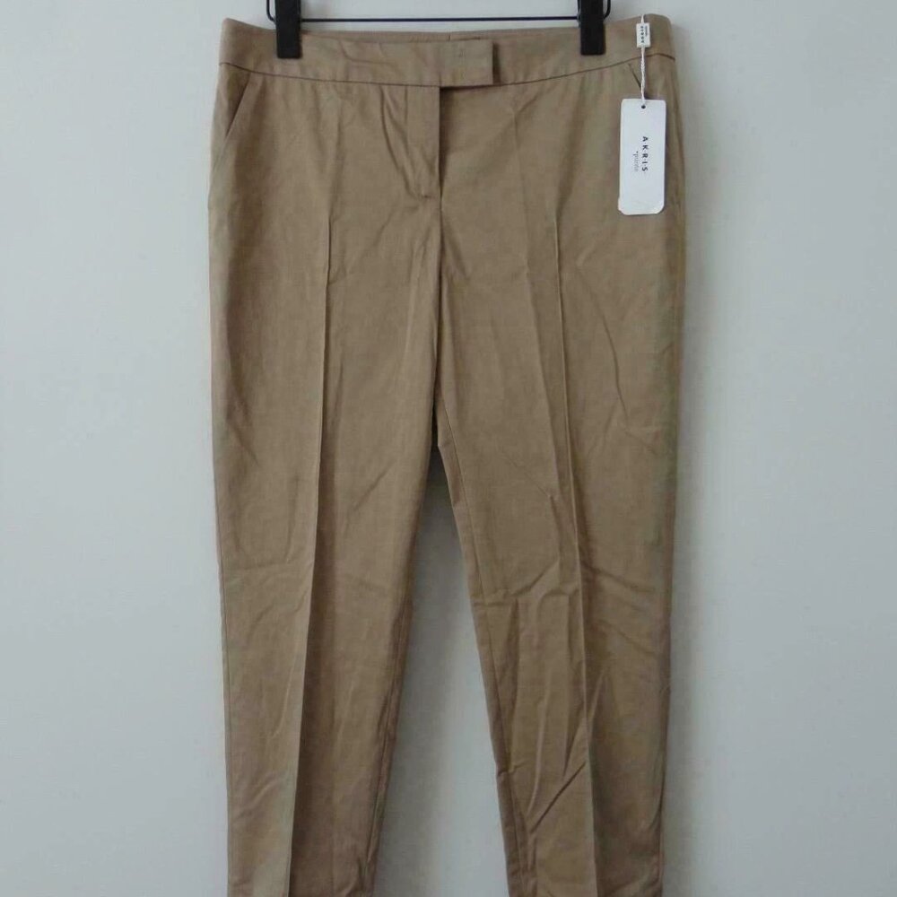 SOLD! NWT AKRIS Sand Brown Cotton Blend Cropped Frankie Trouser Pants 8